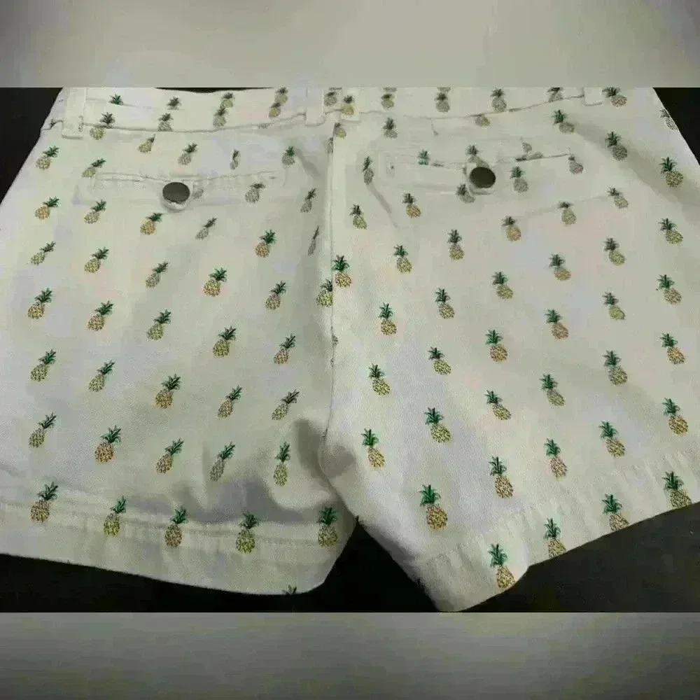 Blue Rain Pineapple Print Summer Sprint Shorts (11) - Picture 10 of 11